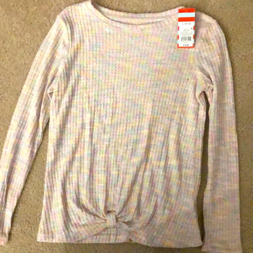 Girls large Cat and Jack long sleeve waffle knit shirt